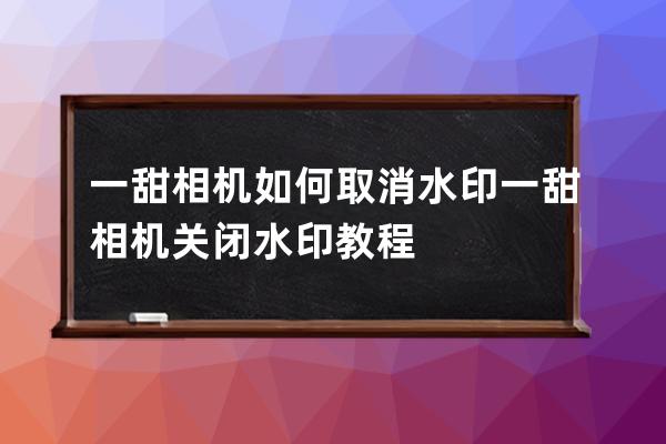 一甜相機如何取消水印?一甜相機關閉水印教程 