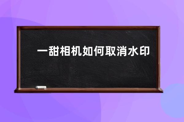 一甜相機(jī)如何取消水印?一甜相機(jī)關(guān)閉水印教程 