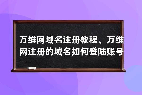 萬維網域名注冊教程、萬維網注冊的域名如何登陸賬號