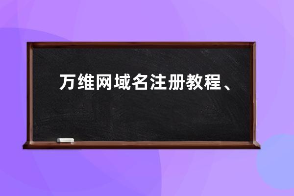 萬維網域名注冊教程、萬維網注冊的域名如何登陸賬號