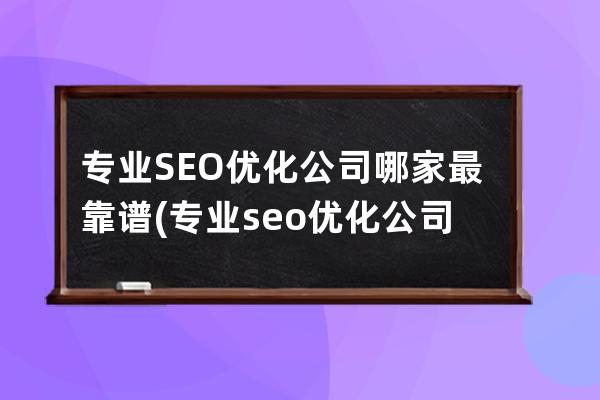 專業SEO優化公司哪家最靠譜(專業seo優化公司哪家最靠譜)
