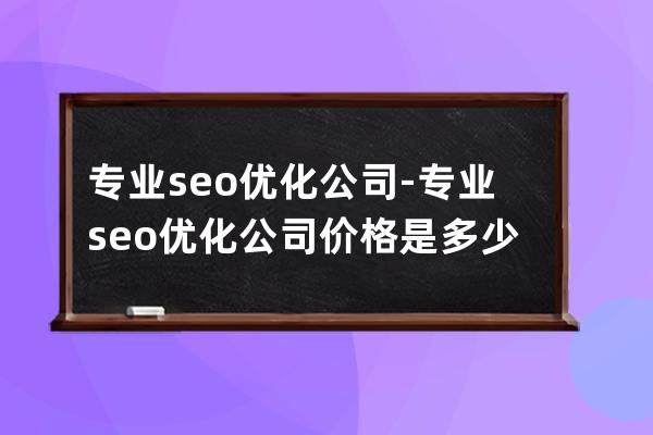 專業seo優化公司-專業seo優化公司價格是多少錢