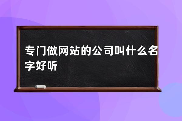 專門做網站的公司叫什么名字好聽