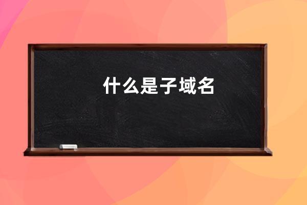 什么是子域名