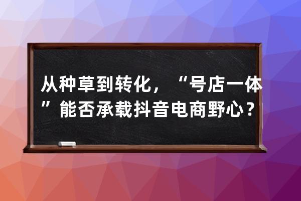從種草到轉化，“號店一體”能否承載抖音電商野心？ 