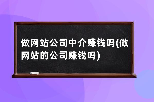 做網站公司中介賺錢嗎(做網站的公司賺錢嗎)