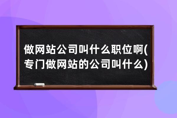 做網站公司叫什么職位啊(專門做網站的公司叫什么)