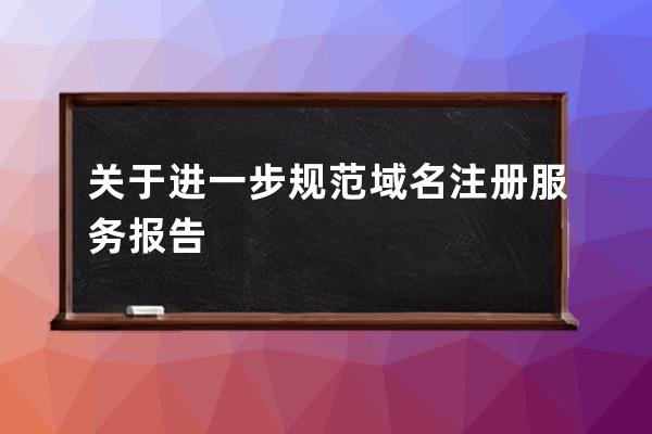 關于進一步規范域名注冊服務報告