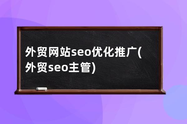 外貿網站seo優化推廣(外貿seo主管)