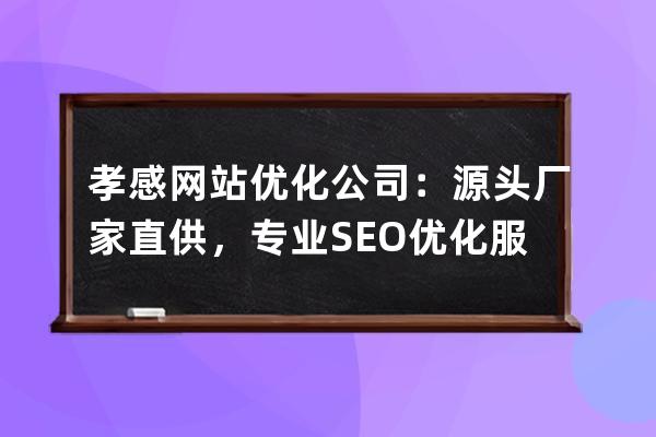 孝感網站優化公司：源頭廠家直供，專業SEO優化服務
