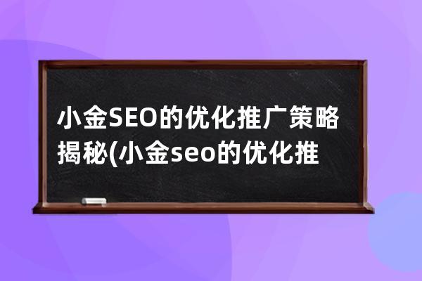 小金SEO的優(yōu)化推廣策略揭秘(小金seo的優(yōu)化推廣策略揭秘分析)