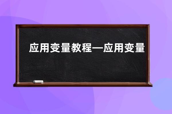 應用變量教程—應用變量