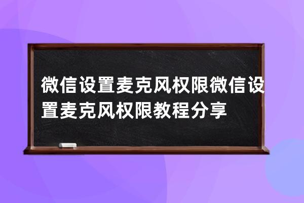 微信設置麥克風權限?微信設置麥克風權限教程分享 
