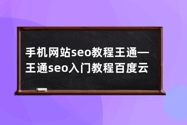 手機網站seo教程 王通—王通seo入門教程百度云