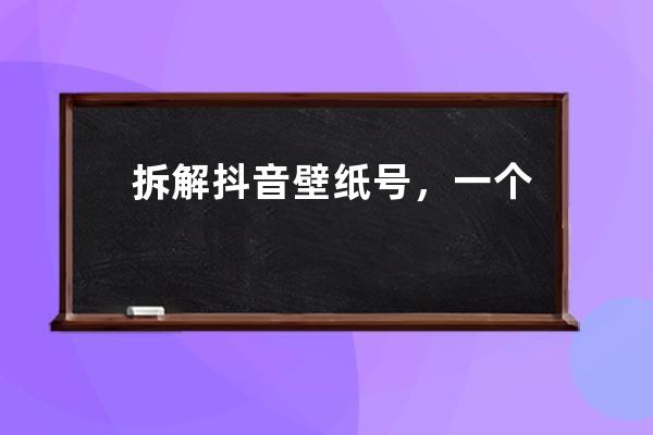 拆解抖音壁紙?zhí)枺粋€適合新手操作的小成本項目_抖音壁紙?zhí)栐趺促嶅X 