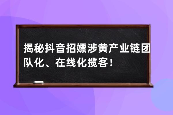 揭秘抖音招嫖涉黃產業鏈:團隊化、在線化攬客！