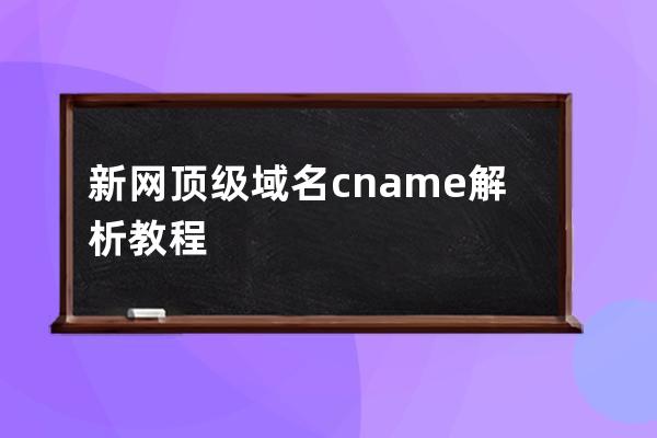 新網頂級域名cname解析教程