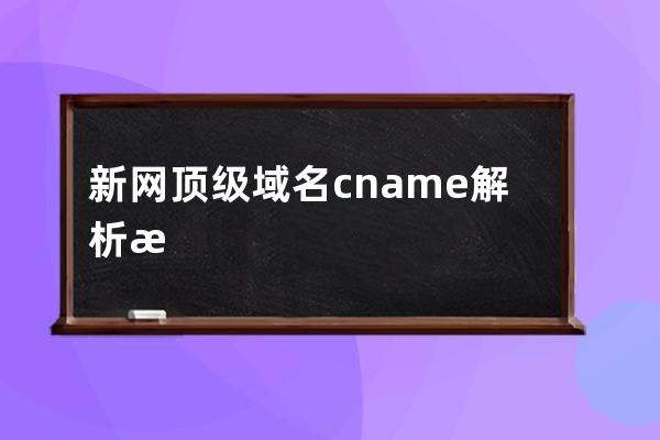 新網頂級域名cname解析教程