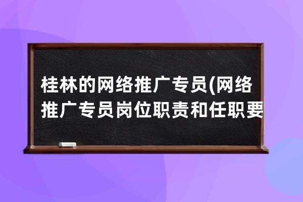 桂林的網絡推廣專員(網絡推廣專員崗位職責和任職要求)