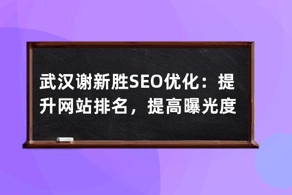 武漢謝新勝SEO優化：提升網站排名，提高曝光度