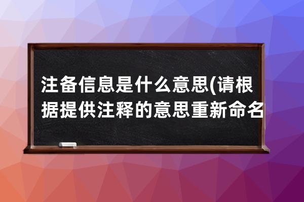 注備信息是什么意思(請根據提供注釋的意思重新命名)