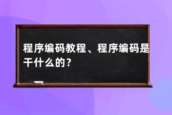 程序編碼教程、程序編碼是干什么的？