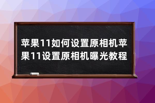 蘋果11如何設置原相機?蘋果11設置原相機曝光教程 