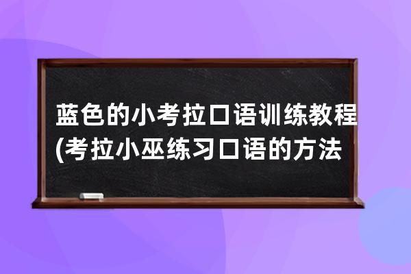 藍(lán)色的小考拉口語(yǔ)訓(xùn)練教程(考拉小巫練習(xí)口語(yǔ)的方法)