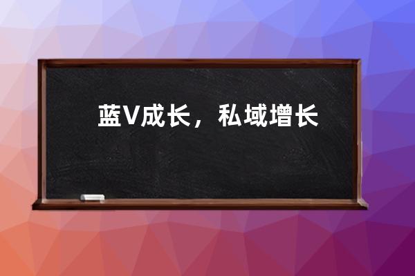 藍V成長，私域增長 
