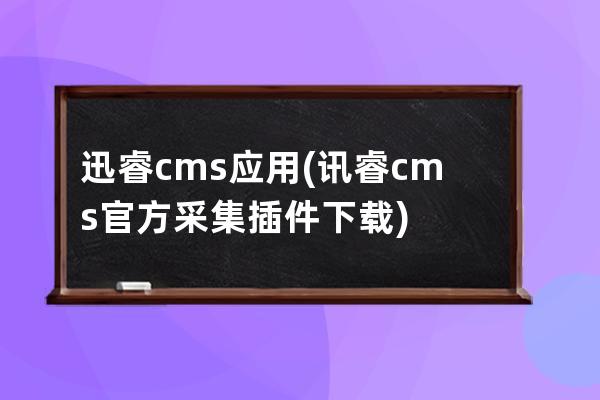 迅睿cms應用(訊睿cms官方采集插件下載)