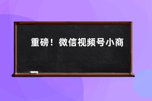 重磅！微信視頻號(hào)小商店開通了，可直播帶貨！點(diǎn)擊了解詳情！ 