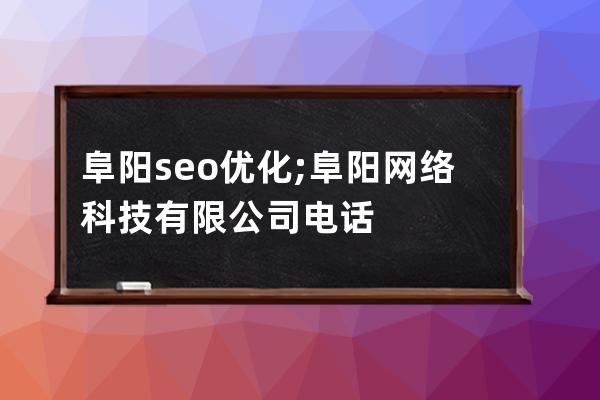 阜陽seo優(yōu)化;阜陽網(wǎng)絡(luò)科技有限公司電話