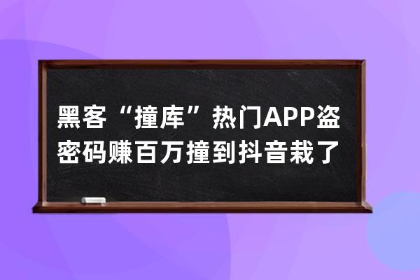 黑客“撞庫”熱門APP盜密碼賺百萬 撞到抖音栽了 