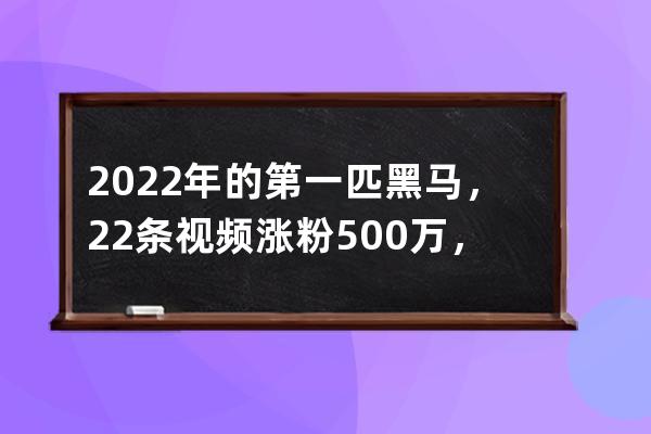 2022年的第一匹黑馬，22條視頻漲粉500萬(wàn)，他是怎么做到的？ 