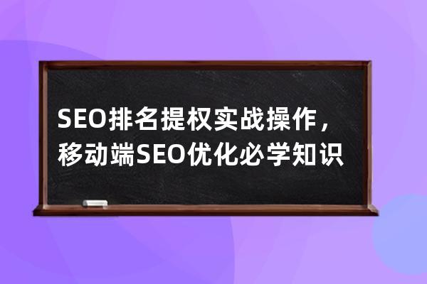 SEO排名提權實戰操作，移動端SEO優化必學知識點