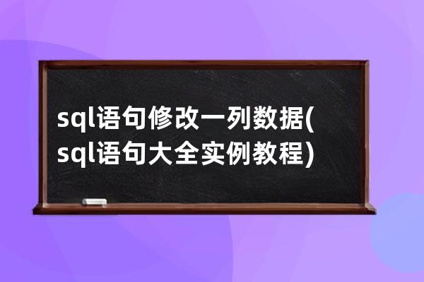 sql語句修改一列數據(sql語句大全實例教程)