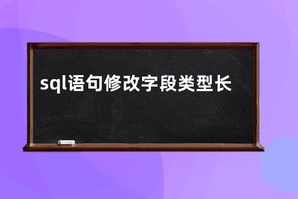 sql語句修改字段類型長度(sql語句計算總和)