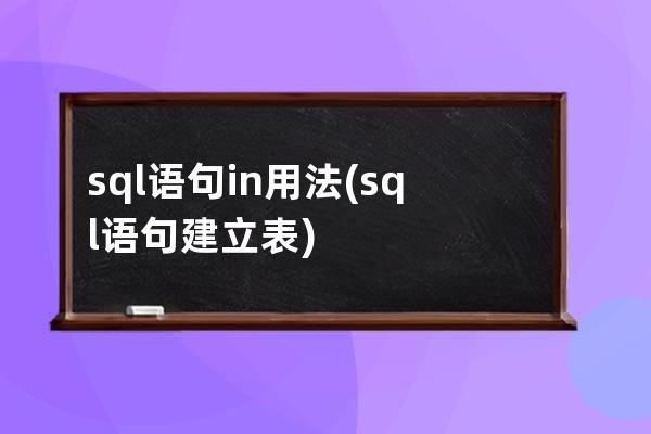 sql語句in用法(sql語句建立表)