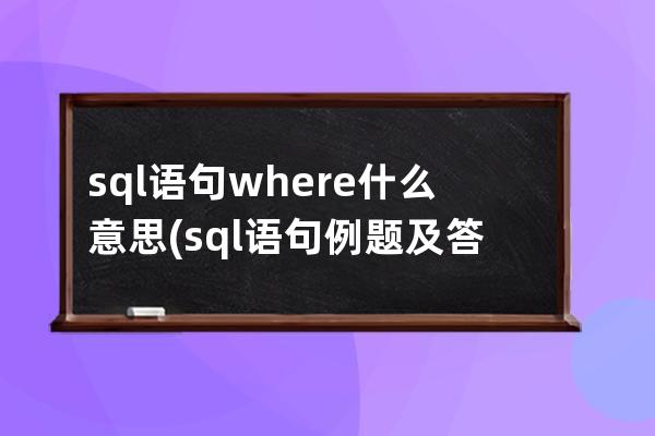 sql語(yǔ)句where什么意思(sql語(yǔ)句例題及答案)